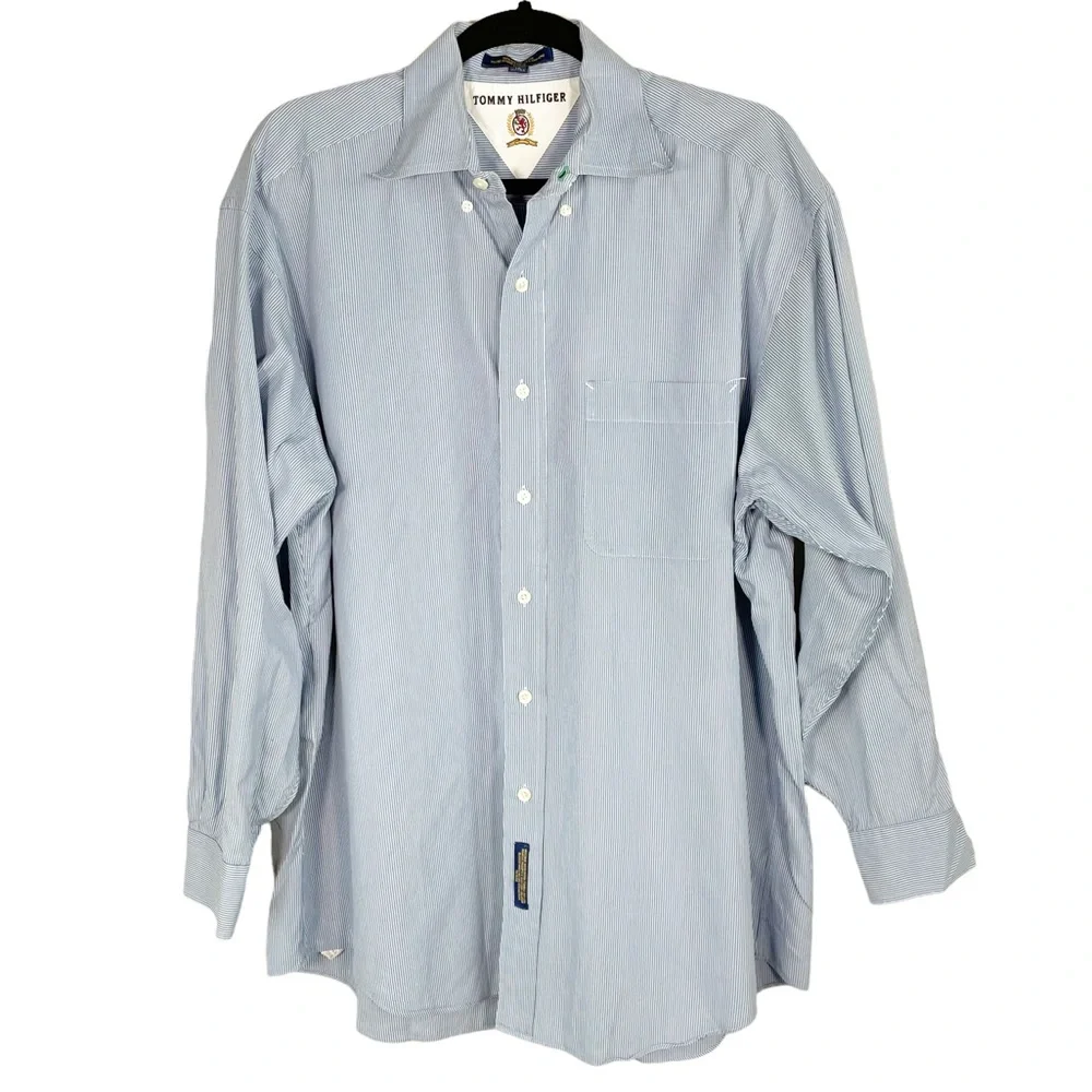 Tommy Hilfiger Blue Stripe Button Down Shirt - Picture 1 of 8